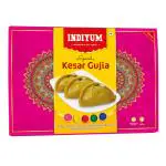 Indiyum Special Holi Sweet Kesar Gujia 400gm | Fresh Indian Mithai | Traditional Mithai | Holi Gift Hamper | Desi Ghee Gujia | Royal Saffron Flavor | Festive Sweet Gift Box | Mithai for All Occasion
