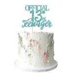 Festiko 1 Pack 13 Official Teenager Cake Topper Blue Glitter Thirteen Cake Pick Decoration For 13Th Birthday Party Supplies