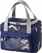 House of Quirk Insulated Reusable Lunch Bag Three-Layer Thick(Dark Blue Bird)