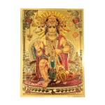 Hawai Panchamukhi Hanuman 24k Gold Plated Self Adhesive Poster Sticker for Home Office Business Place Puja Ghar Worship Use SFDI00133