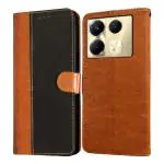 Casotec Flip Cover Back Case for Infinix Note 40 Pro 5G | Premium Leather Finish | Inbuilt Pockets & Stand | Flip Cover Back Case for Infinix Note 40 Pro 5G (CamelBlack)