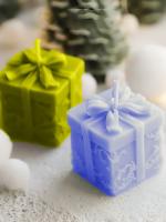 SS Enterprise Organic Soy Wax Gift Shape Candle for Home Decor | Scented Aromatic Fragrance Candles | Smoke-Free Pillar Candles (Pack of 2, Yellow-Blue)