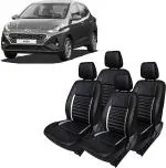 AUTO-SAFE Black, Silver Leatherette Car Seat Cover for Hyundai Aura
