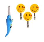 First Front Dolphine Shape Electric Gas Lighter With 1 Set Smiley Hooks and Multicolour, Pack of 2