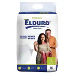 ELDURO Premium Adult Underpads, Large 60 x 90 Cm, Superior Absorbency, Pack of 1, 10 Count