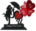 iMPACTGift Happy Anniversary Couples Gift for Valentine's Day Anniversary love Birthday Decorative Showpiece - 20 cm (Wood, Black, Red)