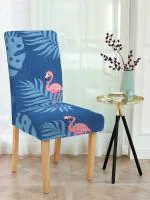 Cortina Dining Chair Slipcovers | Protection Chair Covers | Abstract Print, Removable, Washable | Universal Fit Super Soft Stretchy Polyester Spandex | Kitchen, Hall | Set of 4 Blue-6