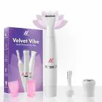 Nexlev Velvet Vibe Multi-Trimmer for Body, Bikini, Face, Eyebrows, Upperlips | 3 Heads with 2 safety combs | Lightweight, Portable, Type C Charging | 1 Hour Usage | 1 Year Warranty | T-01