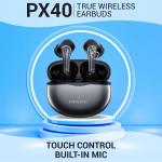 Maxx Newly Launched PX40 True Wireless Earbuds with Quick Connect,Upto 40Hrs Playtime,ASAP Charge 10 Min Use 180 Mins,Clear Calls with ENC & Quad Mic,IPX5,10mm Drivers, BT v5.3 (Jazzy Black )