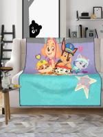 Saral Home Navy Blue Velvet Paw Patrol Pups Soft Reversible Blanket Cover Throw 125x150 cm