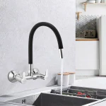 RUHE Pavo Brass Sink Mixer with Black Flexible Spout Brass Faucet | Foam Flow | 20 Inches Silicon Spout