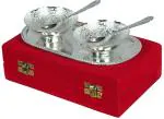 Rastogi Handicrafts German Silver Bowl, Spoon and Tray Gift Set Dry Fruit Bowl Set Diwali Gift