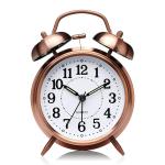 GEETA Vintage Twin Bell Copper Table Alarm Clock with Night Led Light Alarm Clocks for Heavy Sleepers, Alarm Clock for Kids