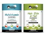 HUMMY GUMMY Multivitamin Gummies For Kids & Adults | 30 Gummies | Lemon & Strawberry Flavour & Hair, Skin & Nail Gummies For Teens & Adults | Reduces Hair Loss & Helps Skin Glow | 30 Gummies | Strawberry Flavour