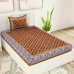 UniqChoice Brown 100% Cotton Single Bedsheet With 1 Pillow Cover(1+ 1_ Single_ Gola_ Brown)