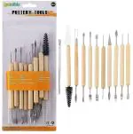 Qatalitic 11 Pcs Ceramic Wooden Handle Professional Tools Kit For Clay Pottery, Sculpting, Scraping, Cutting, Fine Detailing, Smoothening, Shaping And