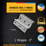 SS L Hinges 75mm X 12mm X 19mm | SS202 | 1.5MM thick | TNI | Pack of 20pcs