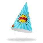 Festiko Superhero Theme Cone Hats (Pack of 10 - Hat 37), Superhero Party Cone Hats, Superhero Theme Birthday Hats, Superhero Theme Party Wearables