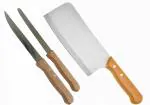 Shruthi Wooden Knife Set ( 3 Pack) Rafale Series Heavy Duty Chopper+ Rocket Wooden Knife