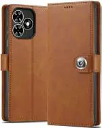 BINTAGE Flip Cover for Itel A665L / Itel_A70 (Brown, Grip Case, Pack of: 1)