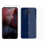 Kite Digital Nokia 6.1 Plus Back Screen Protective Film Carbon Fiber Skin Transparent Screen Guard Sticker & Premium Tempered Glass Screen Protector
