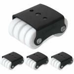 Caneuf 8 Wheels Heavy Duty Big Size Roller Fix Casters for heavy Furniture,Sokes,Counters Load capacity 800kg with internally bearing for smoothness, black white (set of 4)