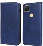 Unistuff Faux Leather Back Case Flip Cover for Oppo A15 with ID Card Slot | Foldable Kickstand | 2 Card Slot | 1 Cash Slot - Executive Blue, 60531