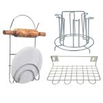 Oc9 Stainless Steel Glass Stand & Chakla Belan Stand & Ladle Stand for Kitchen