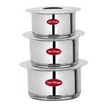 Ajay's Shoppe Stainless Steel Heavy Guage Patila Tope Milk Pot With Lid - 900 ml ,1.2 Liter & 1.7 Liter