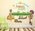 LANSTICK Multicolor Happy Onam Self Adhesive Wall Sticker