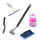 QINPIN Bathroom Cleaning Combo of 5 Brushes - Silicone Toilet Brush, Viper, Gap Brush, Sink Brush and Tile Brush (Pack of 5)