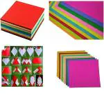 Lakeer Combo Pack 21 cm X 21 cm Origami Paper Pack of 100 Sheets + 15 cm X 15 cm Origami Paper 100 Sheets Combo Pack of 2 for Scrapbooking, Craft Project