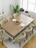 The Home Story 8 Seater Dining Table Cover; 60x90 Inches or 150x225 Cms; Material - PVC; Anti Slip; Broad White Lace