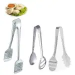 Finality Silver Steel Chimta Frying, Cooking And Serving Tong (Combo Of 3)