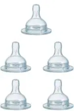 Naughty Kidz Clear Silicone Wide Neck Nipple Pack of 5
