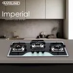 SAFELINE PLUS Imperial Series HOB-TOP hybrid design cooktop Glass Automatic Gas Stove (3 Aluminium Burners) ISI Certified
