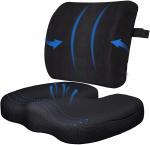ALANFIT ORTHODESIGN Memory Foam Combo of Memory Foam Orthopedic Lumbar Back Pain Rest & Coccyx seat Cushion, Ergonomic, Lower Back and Coccyx Support, Premium Washable Covers,l1 l2 l3 l4 l5 Support Cushions COMB-BLK8