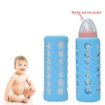 Safe-o-kid Silicone Baby Feeding Bottle Cover, Sleeve, Holder, Insulated Protection, All Bottle Types, Large 250 Ml, Blue Pack of 4