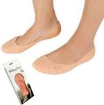 Fulkiza Silicone Anti Heel Crack Socks with Smiling Foot Full Socks Heel Support (Beige)