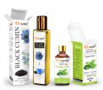 GO WOO Pack of 2 Peppermint Essential Oil and Black Cumin Carrier Oil - 100% Pure Natural