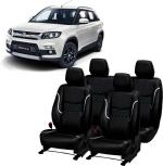 AUTO-SAFE Black, Silver Leather Car Seat Cover for Maruti Vitara Brezza