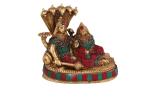 Arihant Craft God Vishnu Lakshmi Idol Stone Hand Work Showpiece - 14.8 cm (Brass, Multicolour)