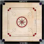 KORNERS 32' Inch 4Mm Round Pocket Carrom Board With Coins, Striker & Powder 5 cm Carrom Board (Brown)