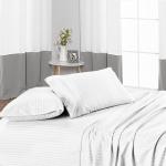 SGI King 102x108 Inch Flat Bedsheet with 2 Pillow Case White Stripe 600 Thread Count Pure 100% Egyptian Cotton Soft Hotel Feel Durable Bedsheet