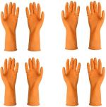 See inside Cleaning Glove Reusable Rubber Hand Gloves Stretchable Gloves For Washing Wet And Dry Glove Set (Large Pack Of 8)