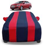 Auto Hub Car Cover Compatible with Maruti Ciaz Hybrid with Mirror Pockets, Triple Stitched, Navy, Red, Water Resistant Car Body Cover