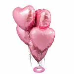 AMFIN (Pack of 5) 18 Inch Pink Heart Shaped Balloons, Heart Shape Balloons for Decoration, Pink Heart Balloons for Decoration, Pink Heart foil Balloons, Valentine Balloons Decoration - Light Pink