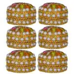 santarms Round Multicolor Aluminium Kumkum Box 10 inch (Pack of 6)