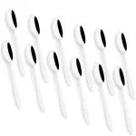 Parage Stainless Steel Spoons Set of 12, Dinner Spoon Length 16cm, Food Grade Silverware for Home & Kitchen- Mirror Polished, 12 Silver Spoons (Sigma Design)