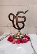 Blissful decor Sikh Religious Ek Onkar Symbol in Pure Brass Material | Golden Color | Suitable for Temple puja | Home Decor | Office Table | showpiece or Gifting( SIZE-L-18,W-10,H-24) 9 INCH